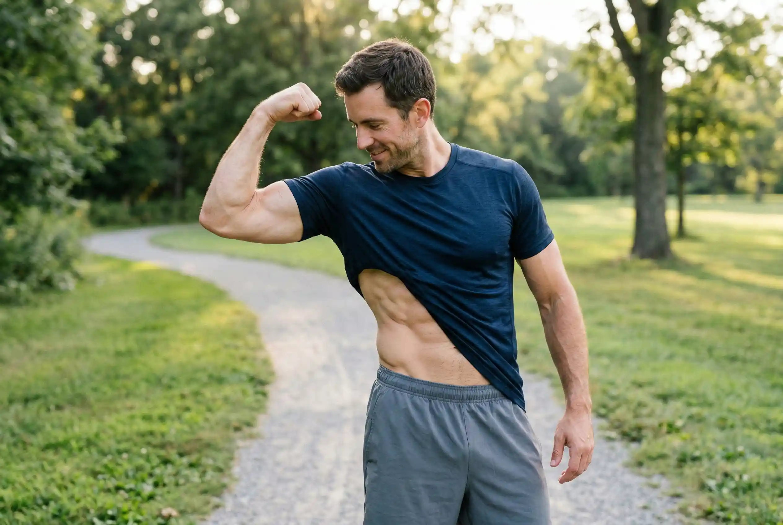man showing his abs