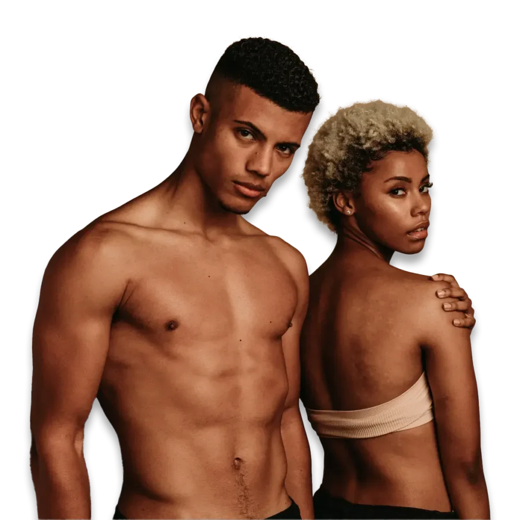 Dashing couple after getting plastic surgery with transparent background