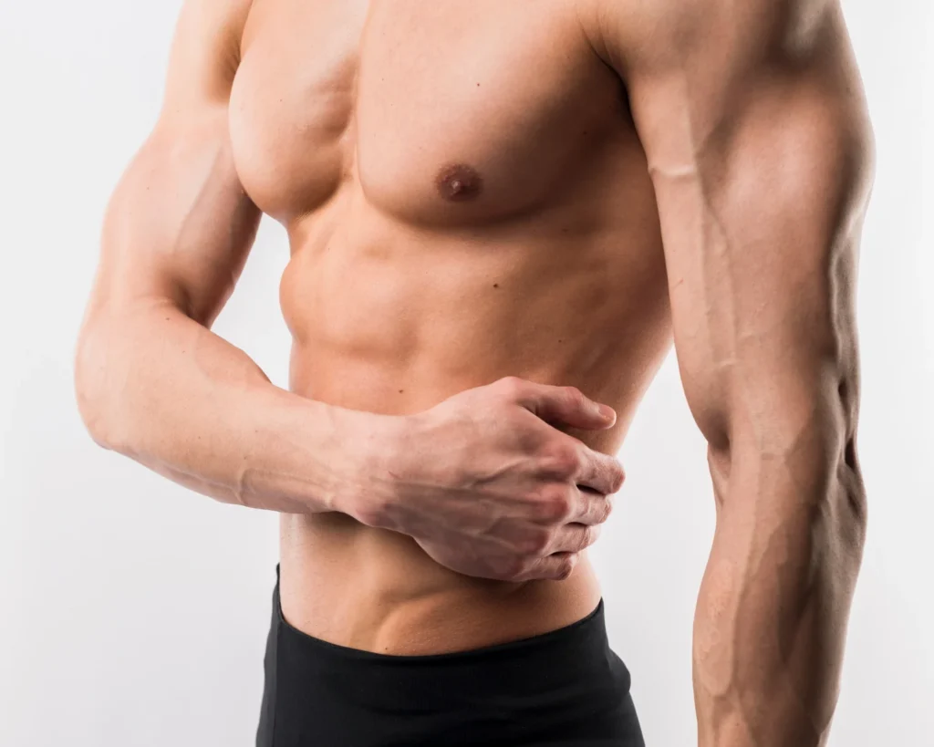 Muscular male torso with defined abs and chest