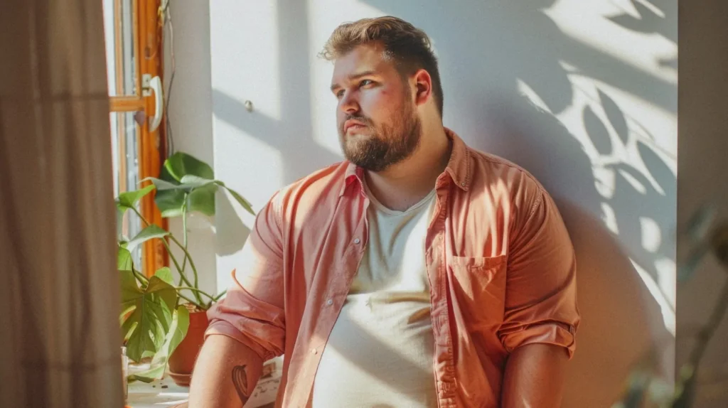 Portrait of plus-size male social media influencer