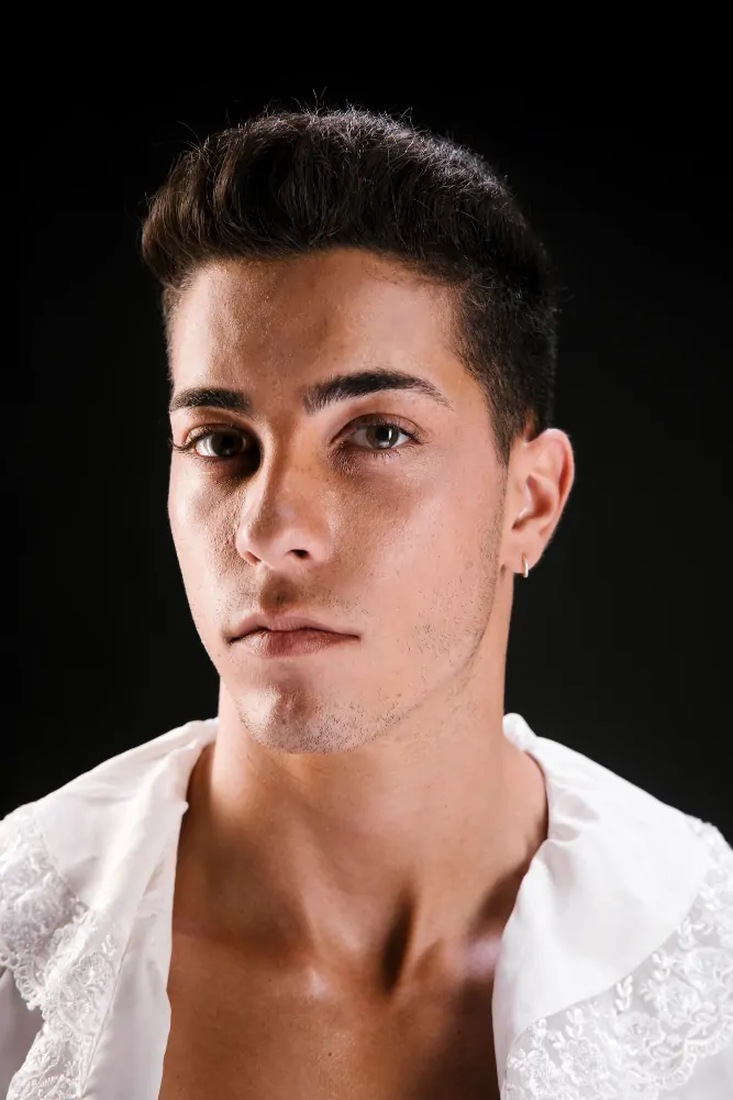 male in white blouse after facetite