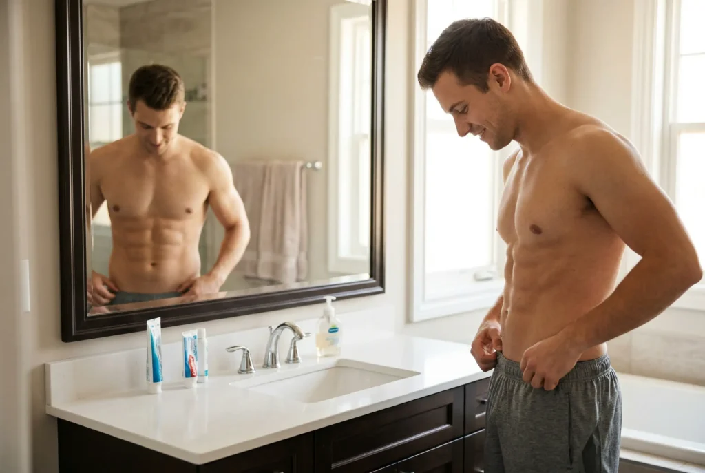 man at the bathroom