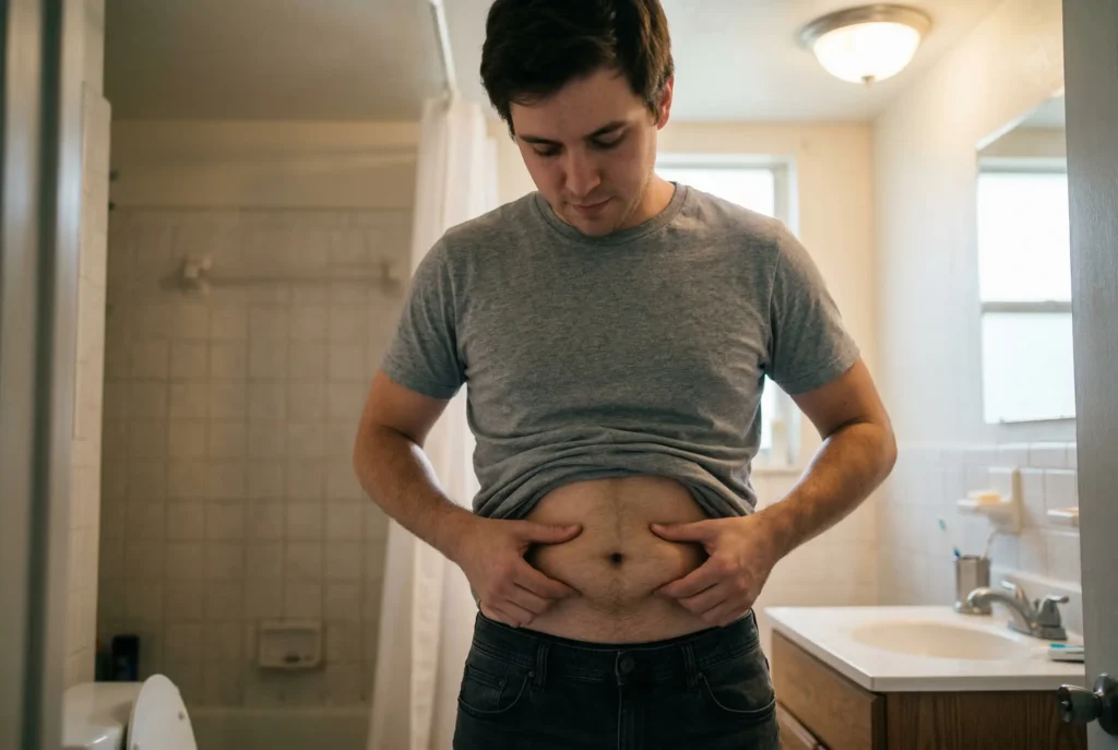 man holding his belly