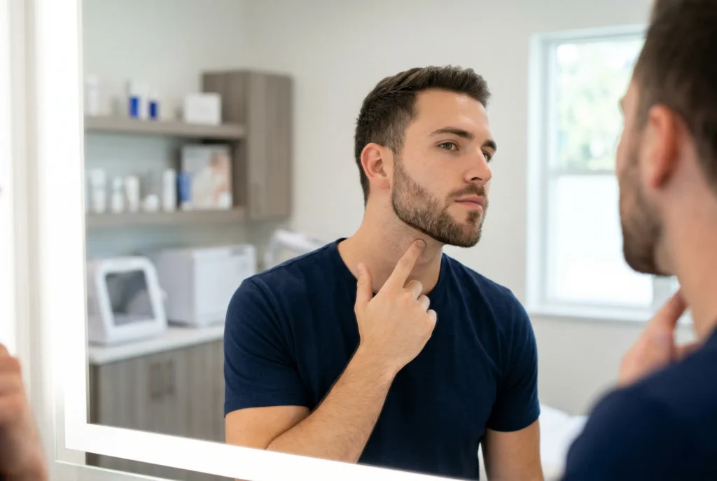 man looking at the mirror