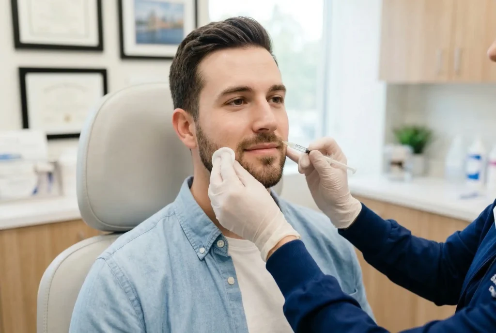 man on having botox