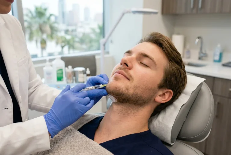 man receiving chin botox