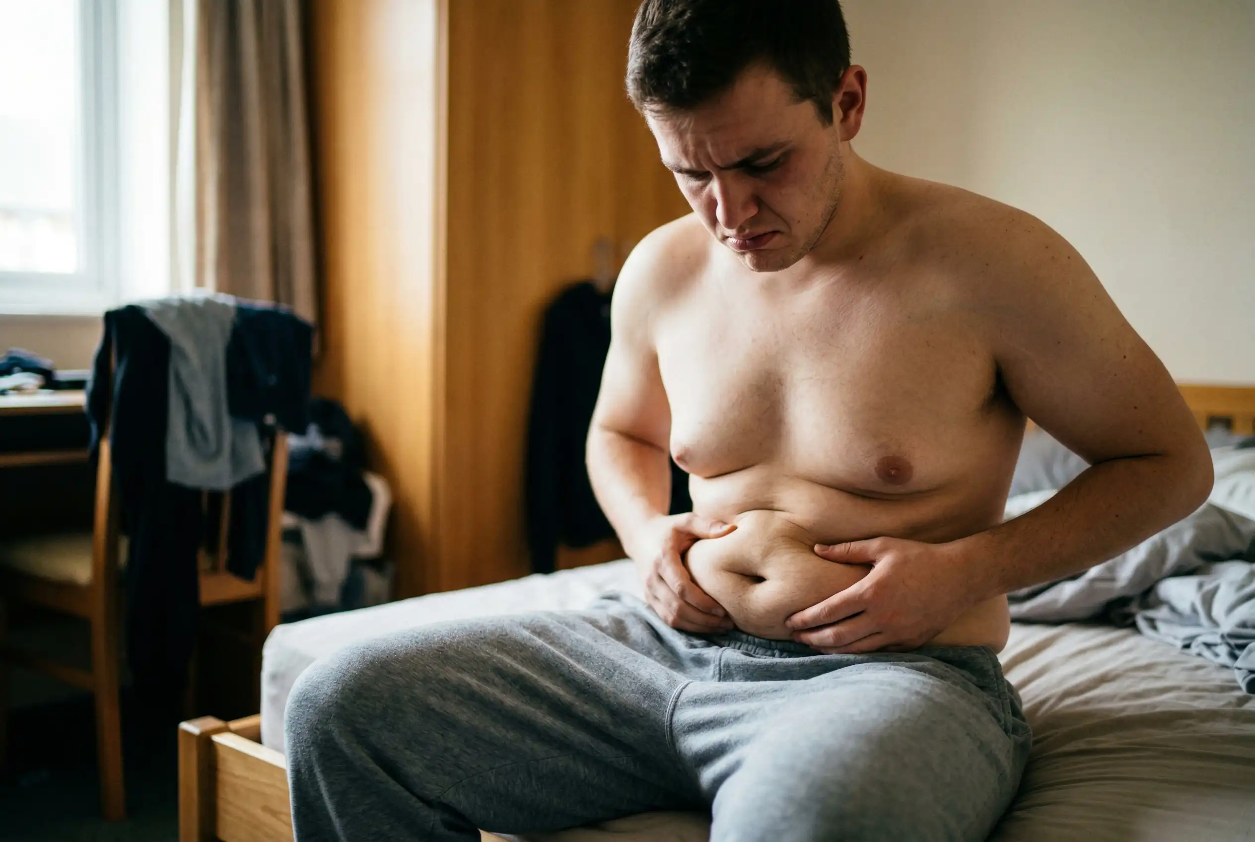 man with excess belly fat