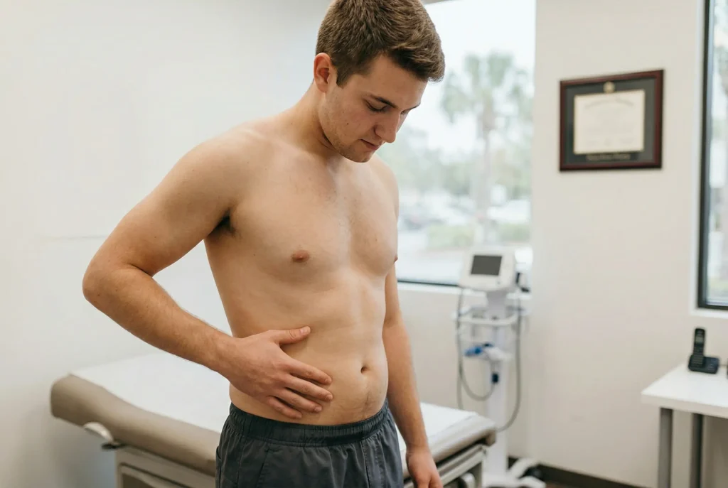 man with fatty belly