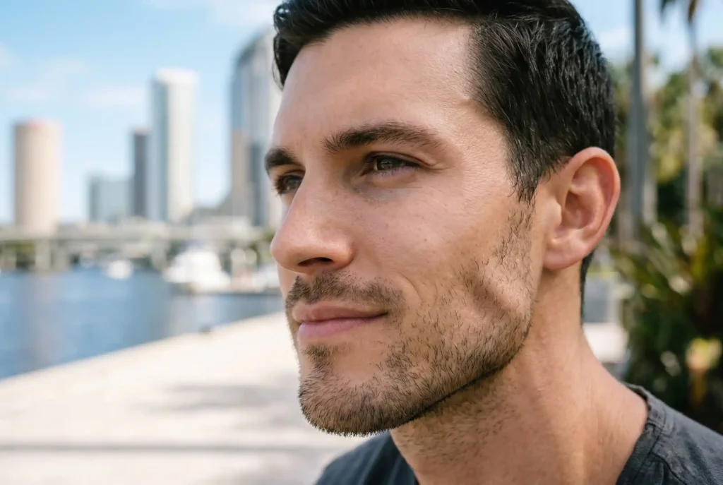 man with sharp jaw