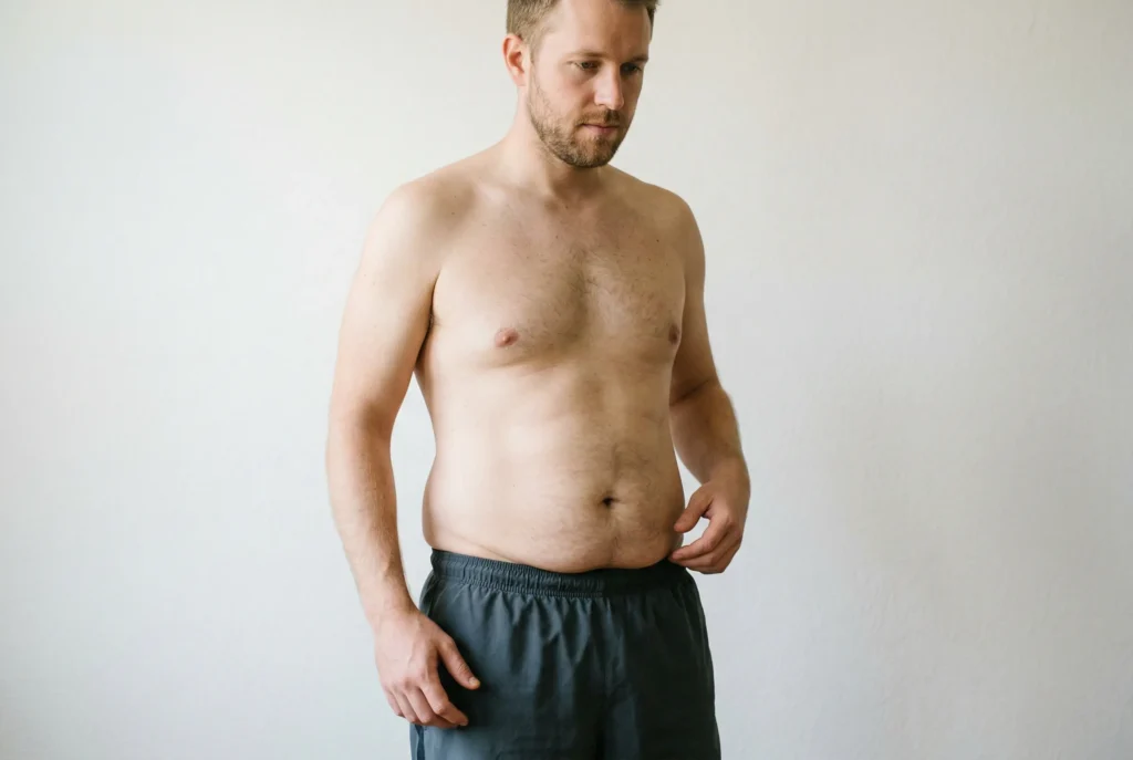 sad man with belly fats