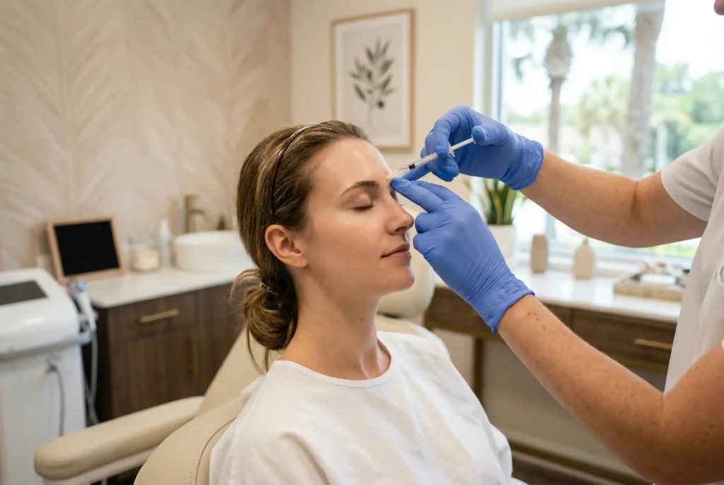 young woman getting botox treatment