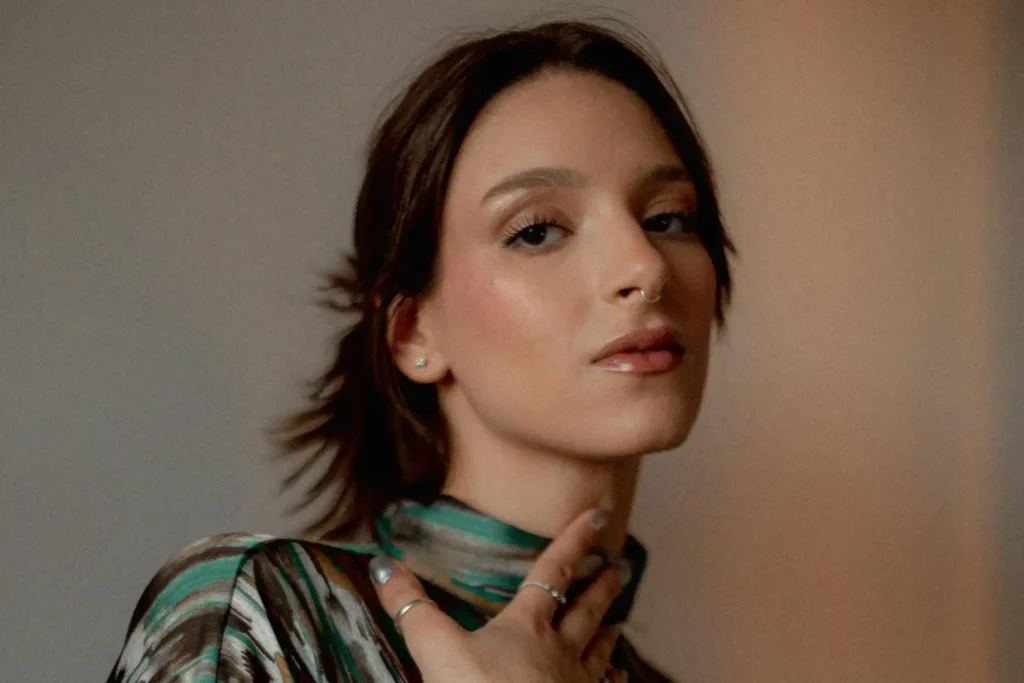 Medium shot of a woman after getting neck liposuction