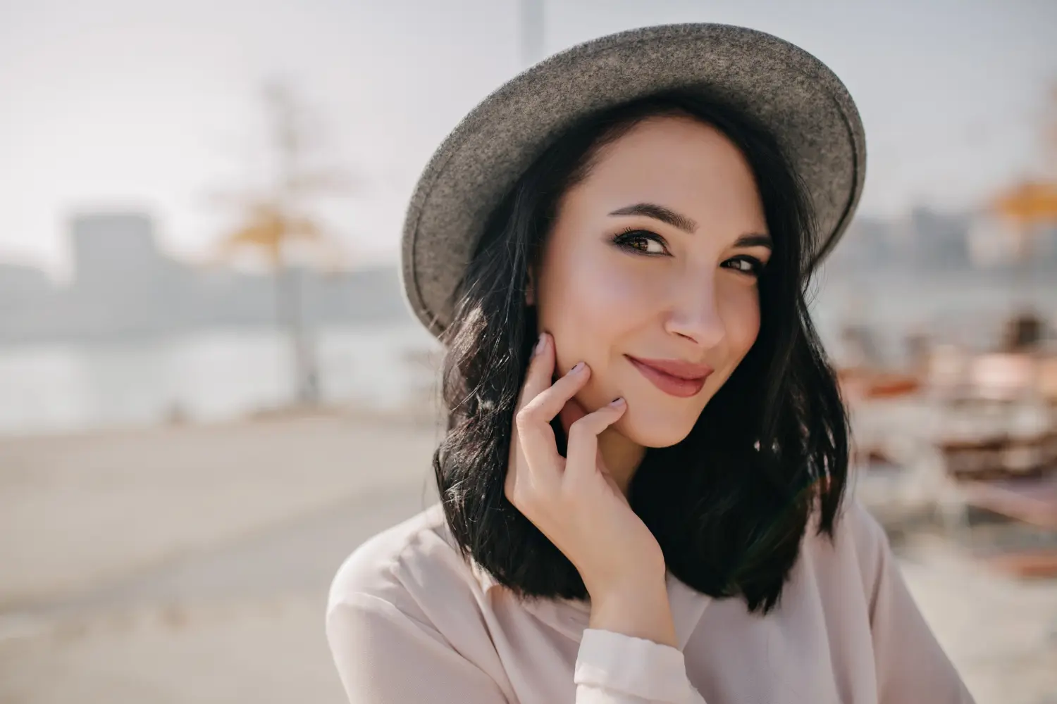 Medium shot of an attractive woman after getting plastic surgery