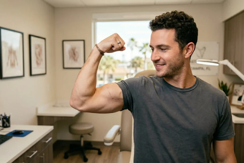 a man with Plastic Surgery Arm