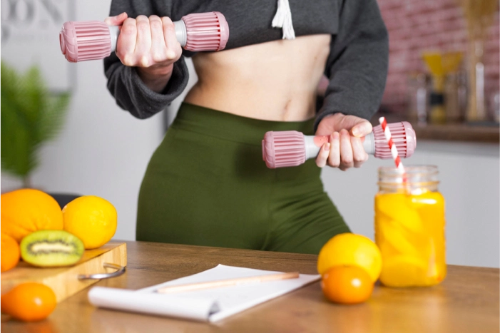 close up hands holding dumbbells