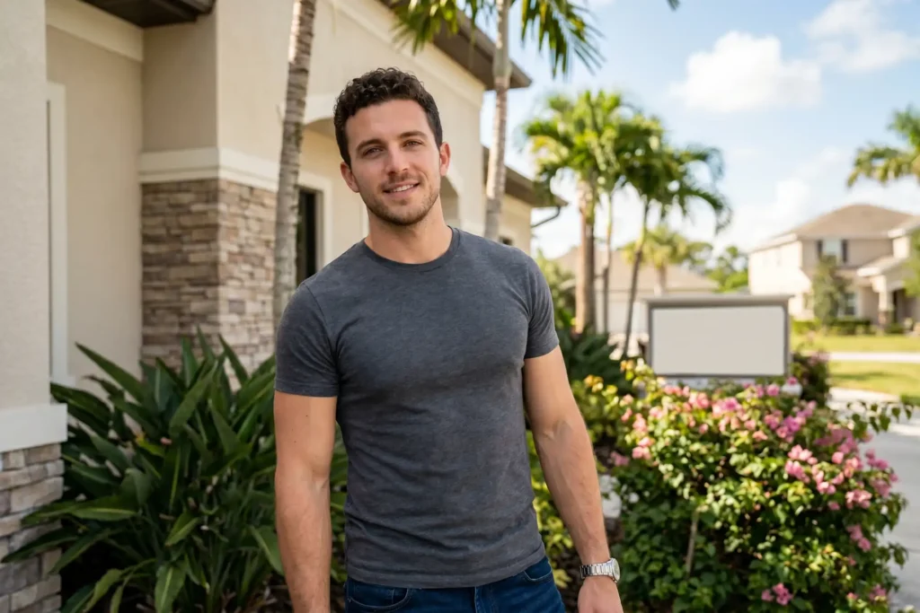 Handsome young man standing outside