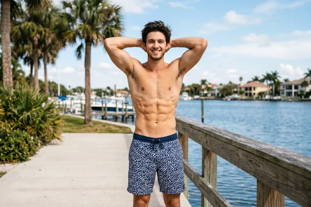 Young man's toned abdomen