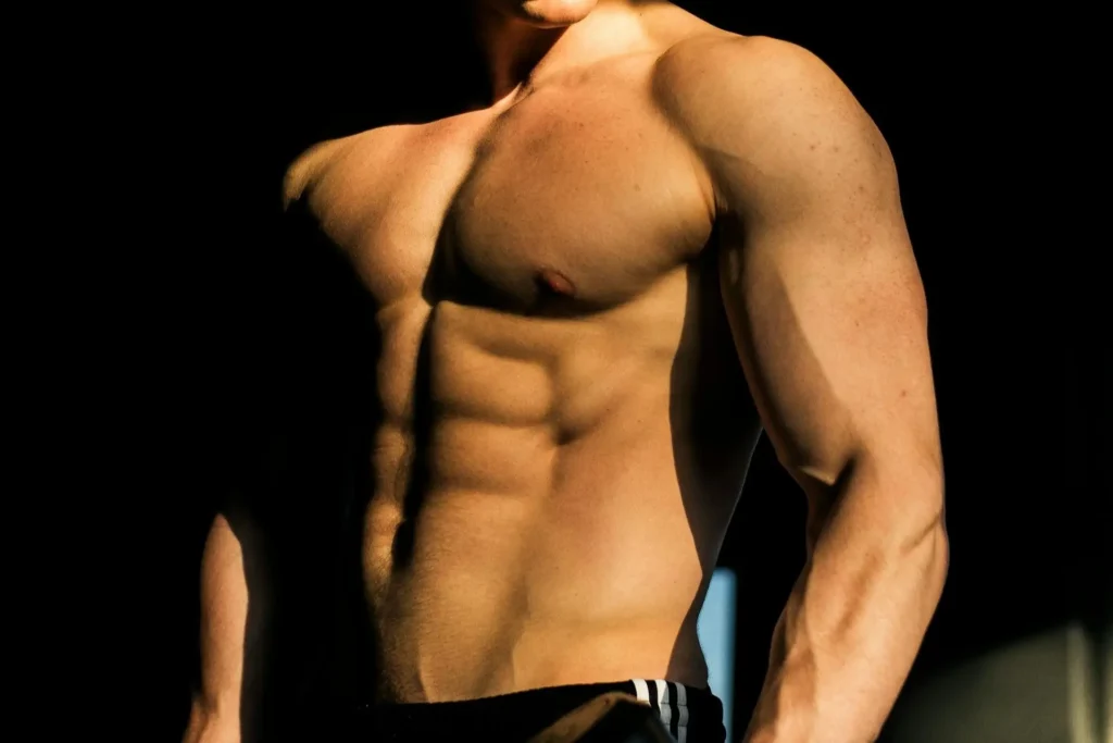 Abs of a man after getting high def lipo