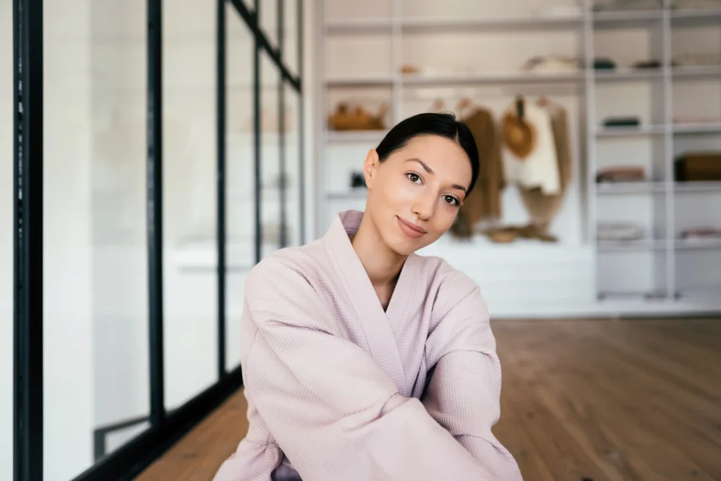 Woman getting ready for her FaceTite appointment