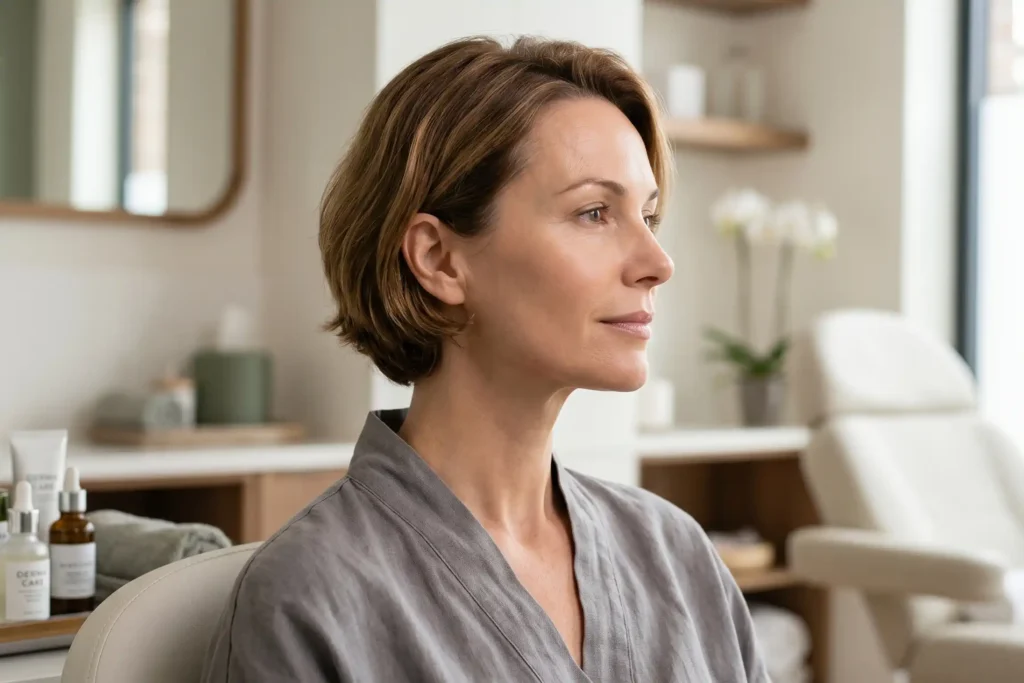 Defined jawline after FaceTite facial contouring treatment