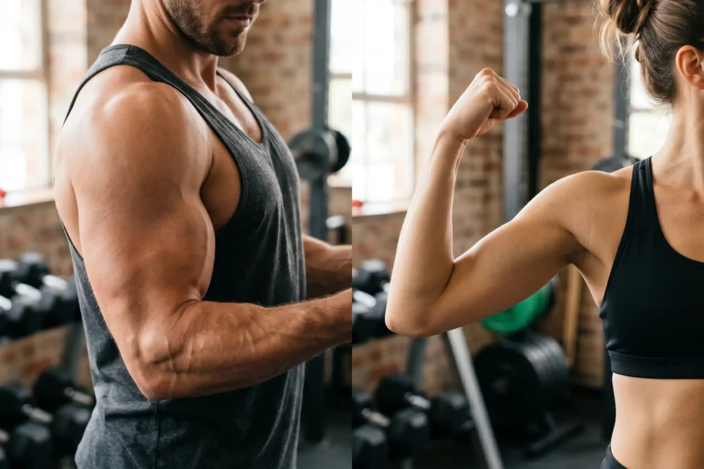 Male versus female HD arm liposuction results showing different contouring goals