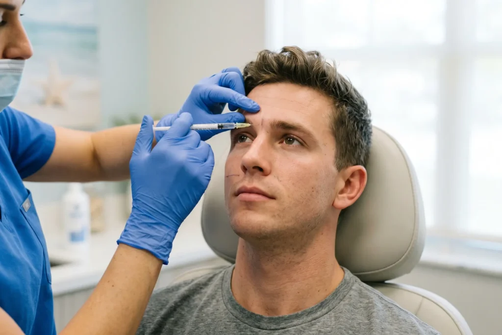 Young man receiving Botox treatment