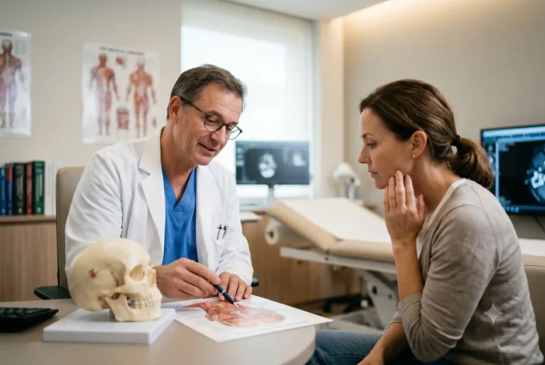 Board-certified surgeon discussing FaceTite jawline tightening at Formation near Bon Air