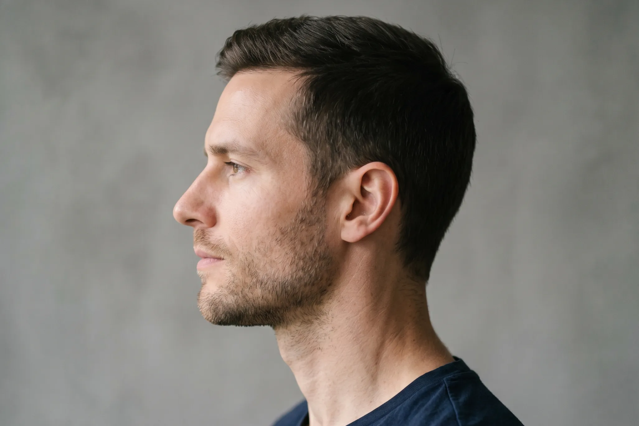 Defined male jawline after neck liposuction