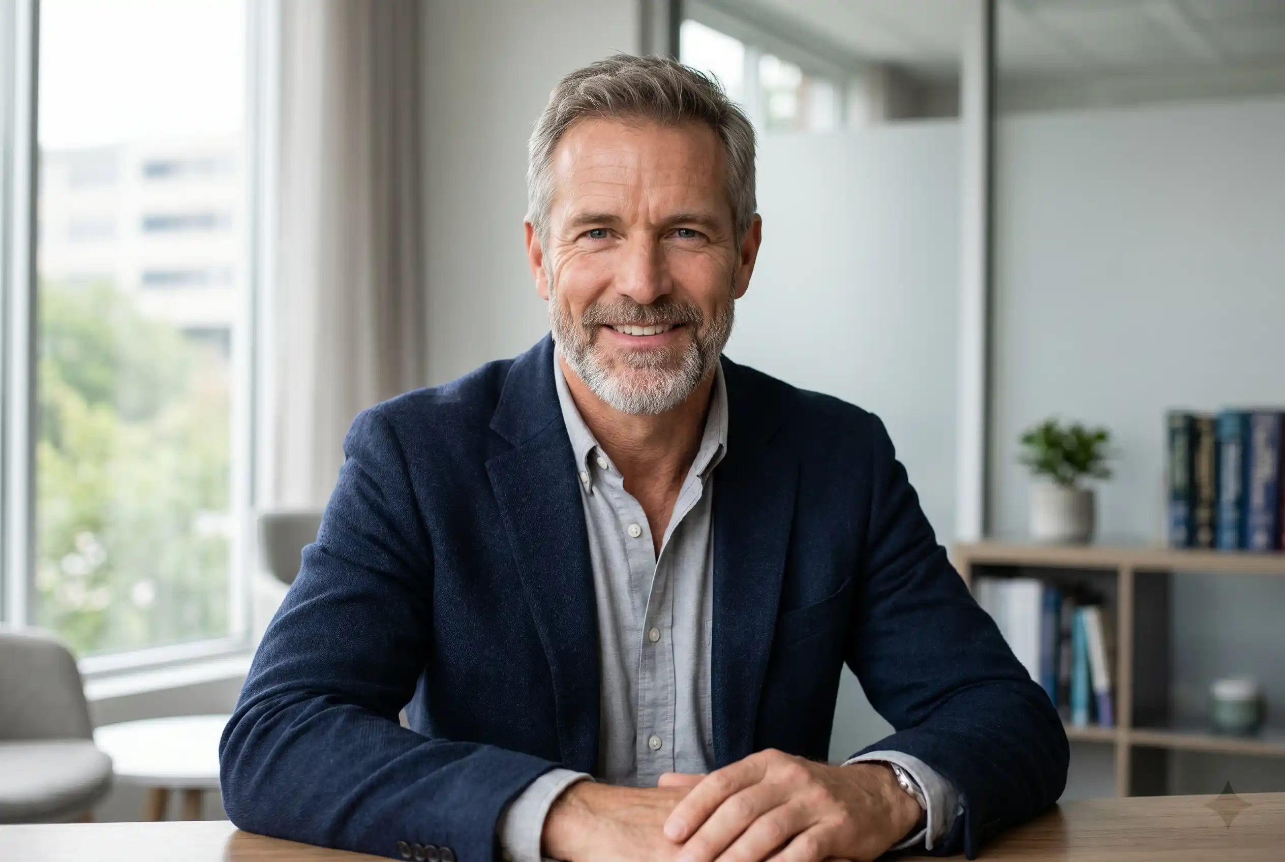 Man years after FaceTite showing a still-defined jawline and natural aging
