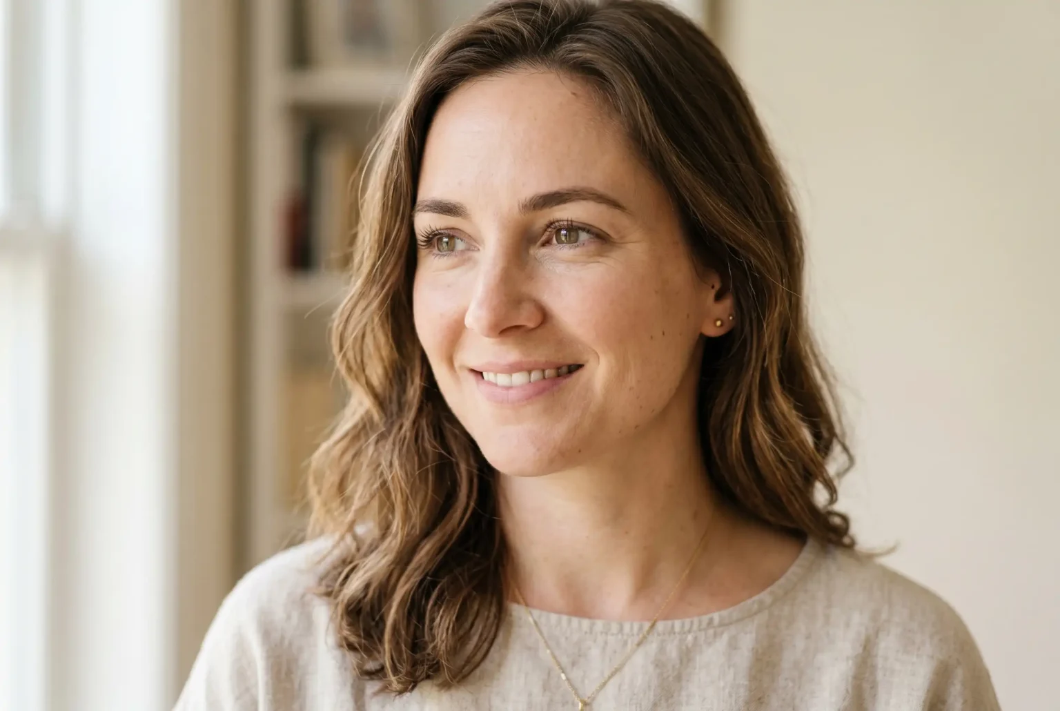 Ideal PDO threads candidate in her 30s with mild skin laxity