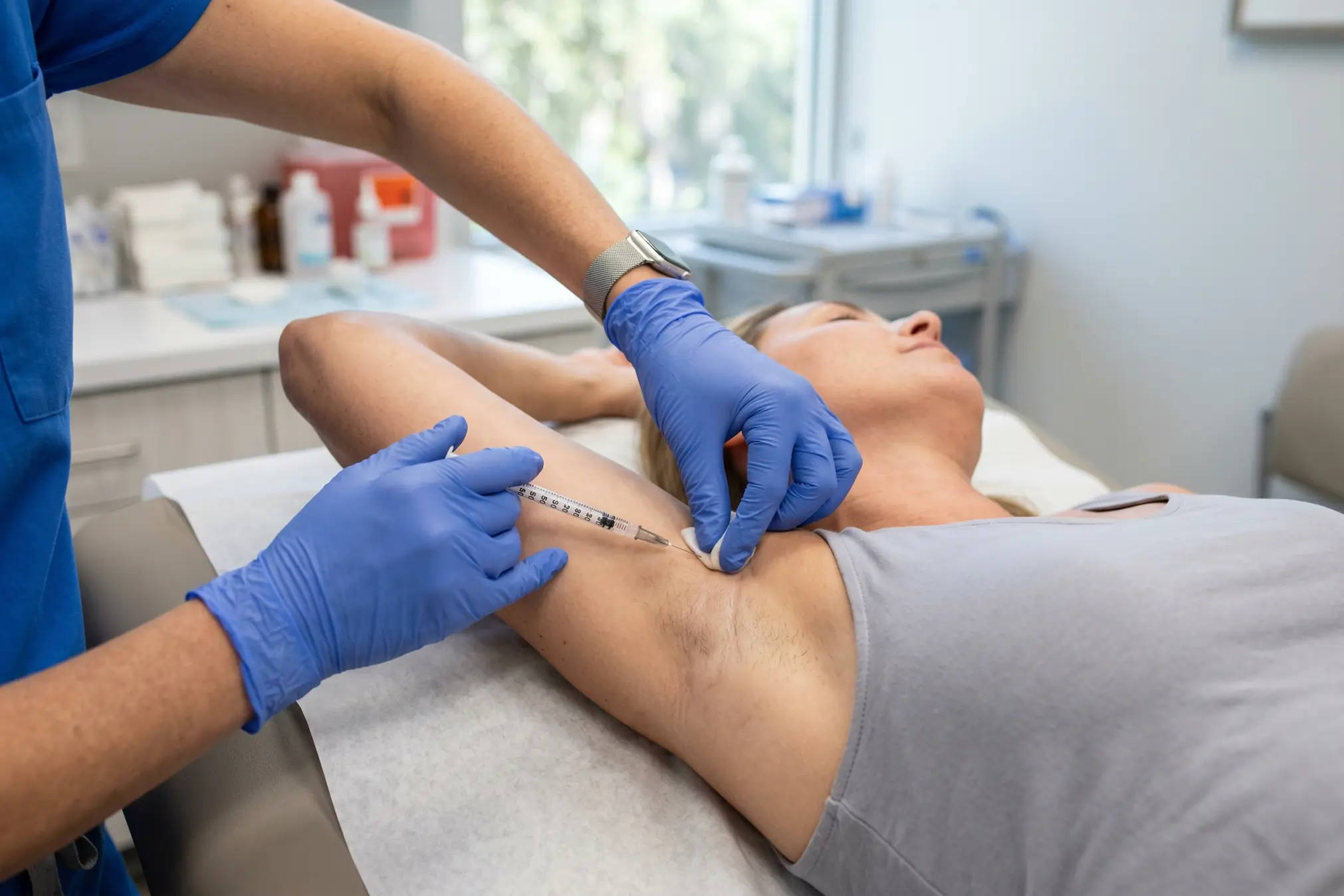 Clinician preparing an armpit Botox injection for underarm sweat in Tampa
