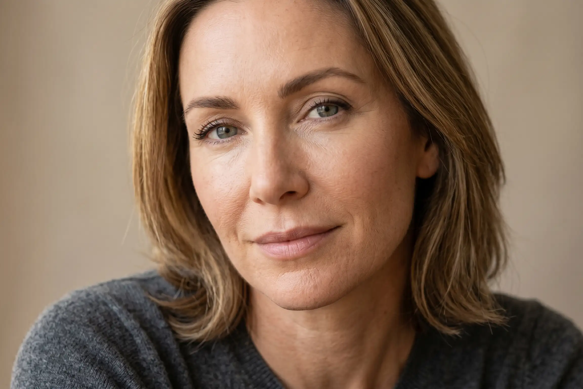 Close-up of refreshed under-eye area after an eye thread lift treatment