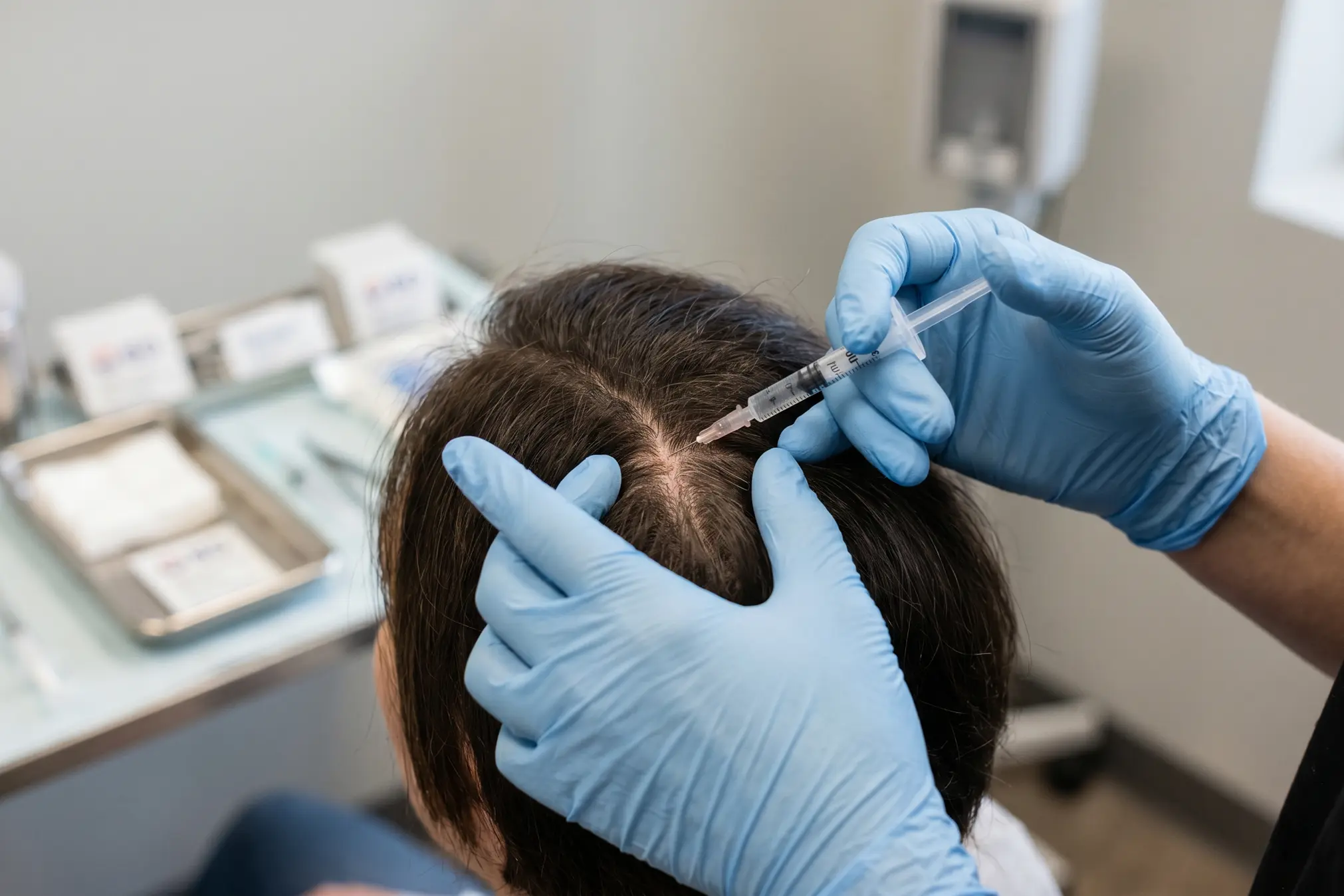 Patient prepared for a PRP for hair session at a Tampa clinic