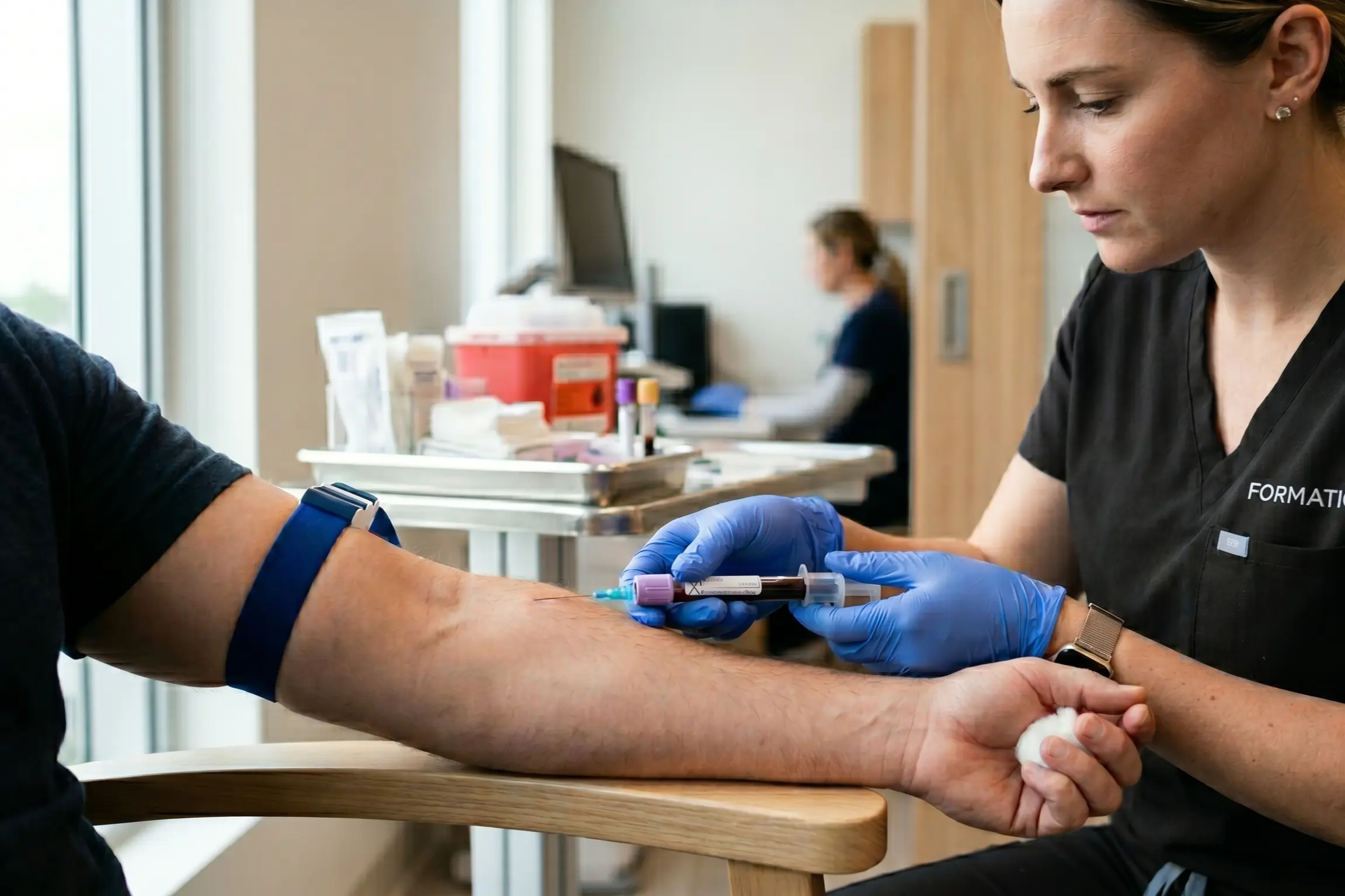 Blood draw to start a PRP for hair treatment using the patient's own plasma