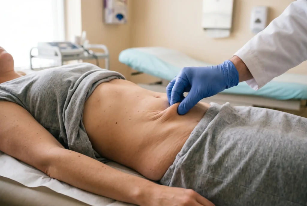 Skin elasticity pinch test before liposuction for older adults