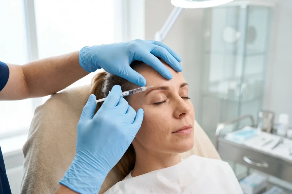Surgeon injecting Botox into a patient's forehead, showing how temporary results work
