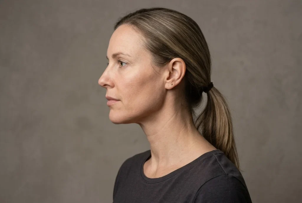Close-up of jaw and neck contour illustrating filler candidacy