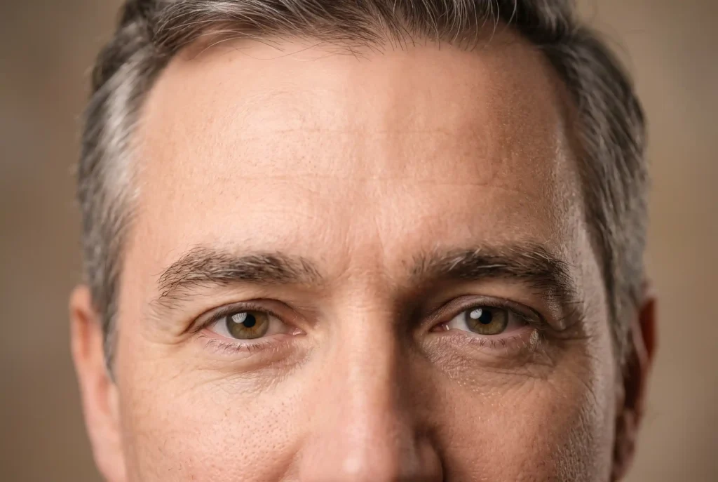 Man's smooth, natural forehead showing a subtle Botox result