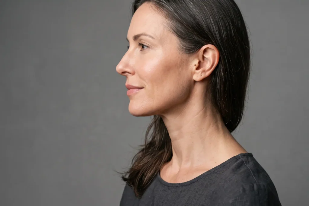FaceTite vs HIFU treatment zone shown along a jawline and neck profile