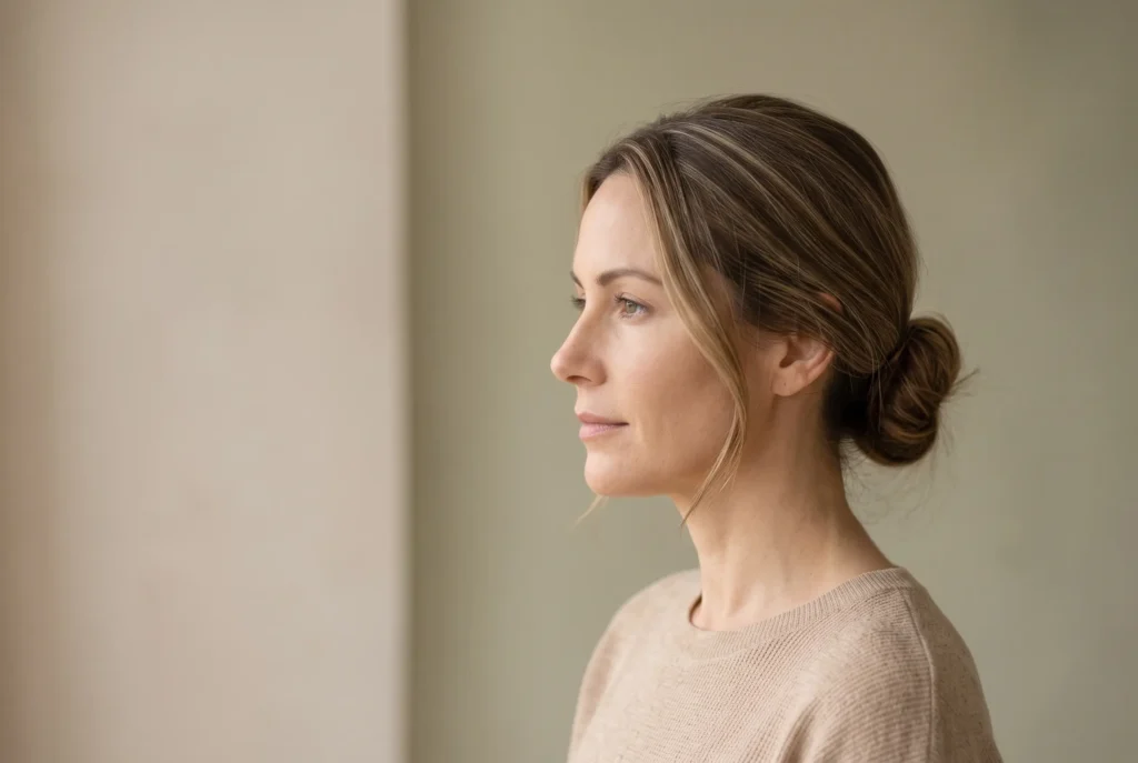 Woman in profile with a defined jawline after jawline fillers in Fern Cliff, FL