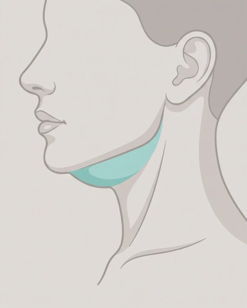 Illustration of jawline and submental fat targeted in neck contouring at Formation Tampa
