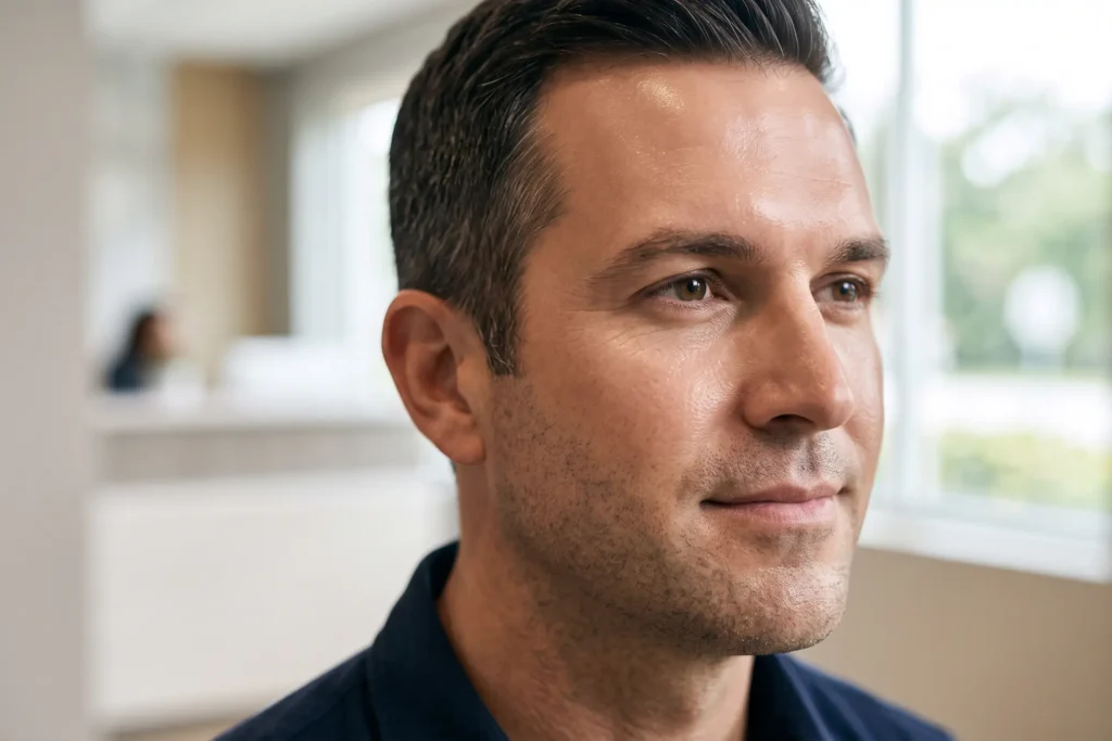 Man at a Botox consultation in a Palma Ceia South Tampa studio