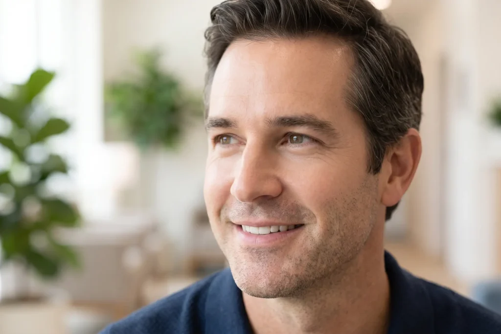 Man with a natural, well-rested look after Botox near Live Oaks Square, Tampa