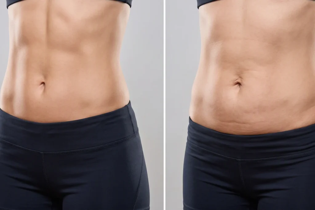 Abdomen showing how pregnancy after a tummy tuck can affect results