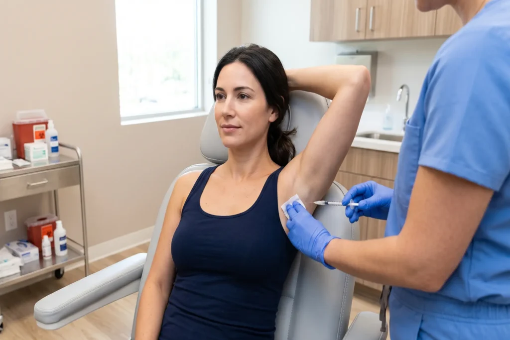 underarm Botox treatment for armpit sweating at a Tampa aesthetic clinic