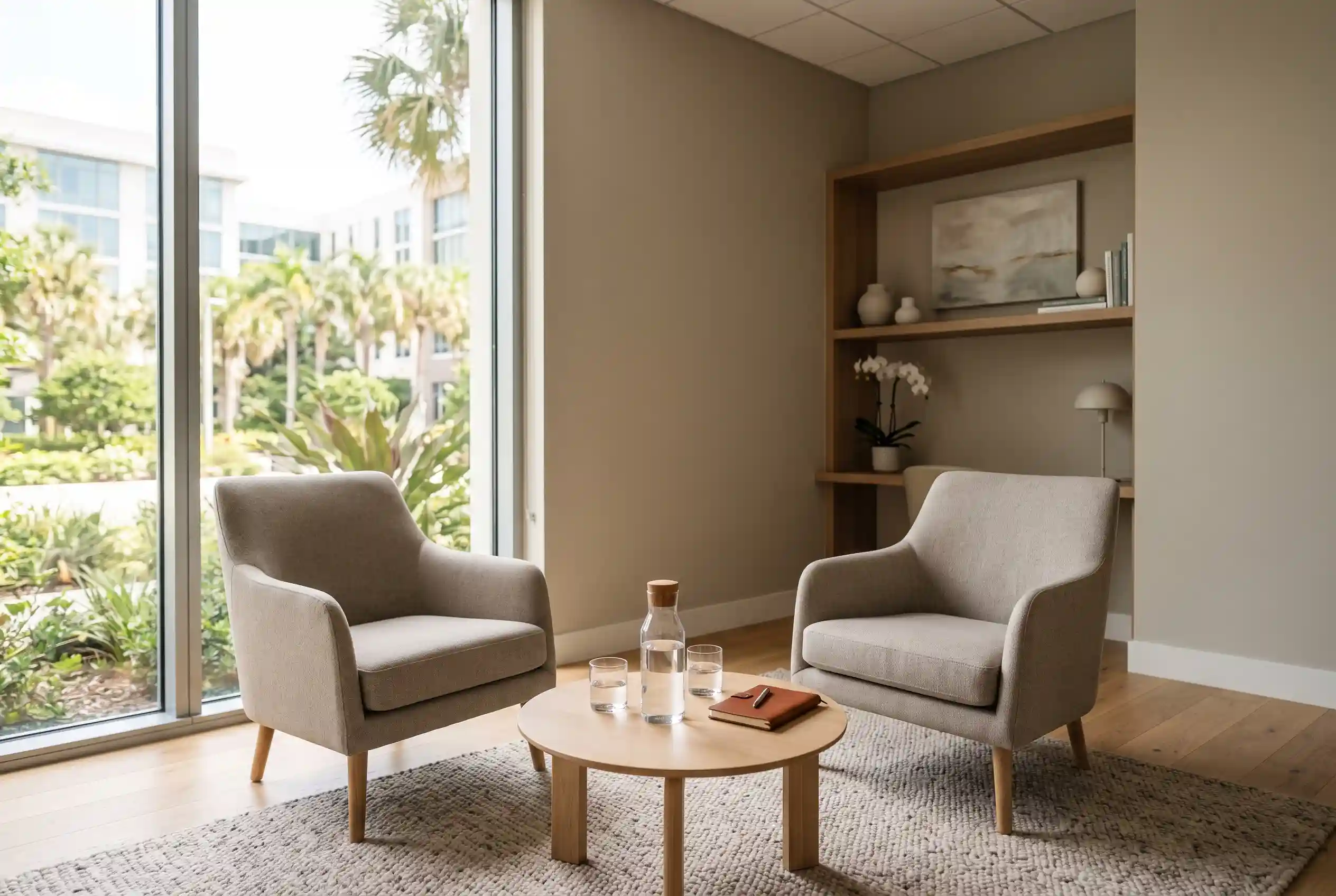 Consultation room at a Tampa regenerative medicine clinic where glutathione and wrinkles are discussed
