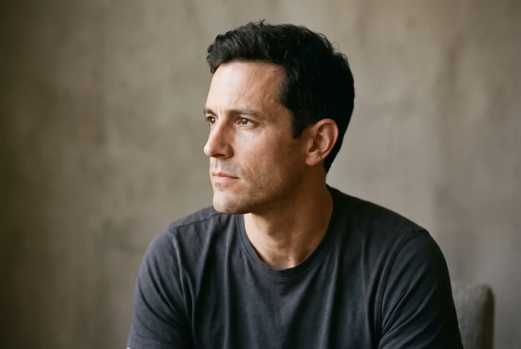 Man's profile showing a defined jawline after jawline filler treatment near Valrico