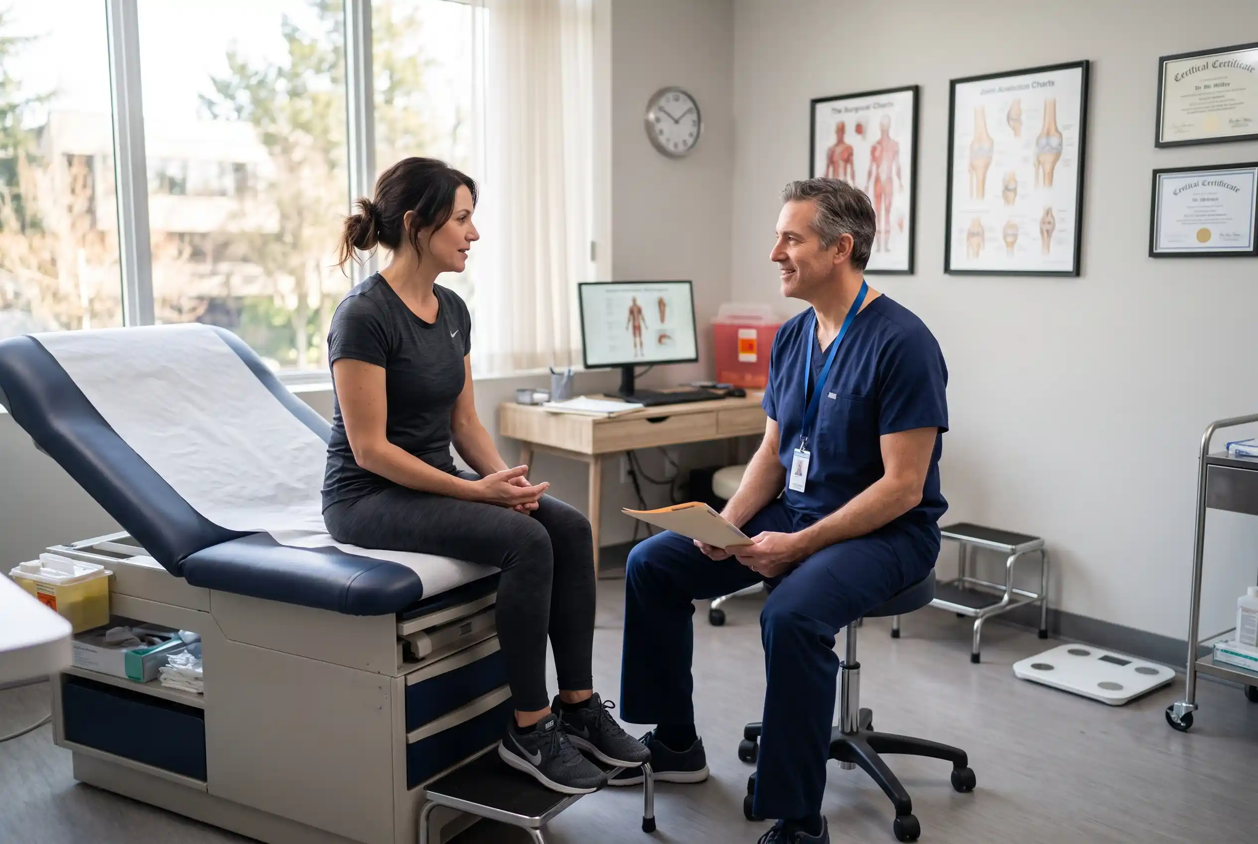 Patient discussing how many pounds a tummy tuck takes off during a Tampa consultation