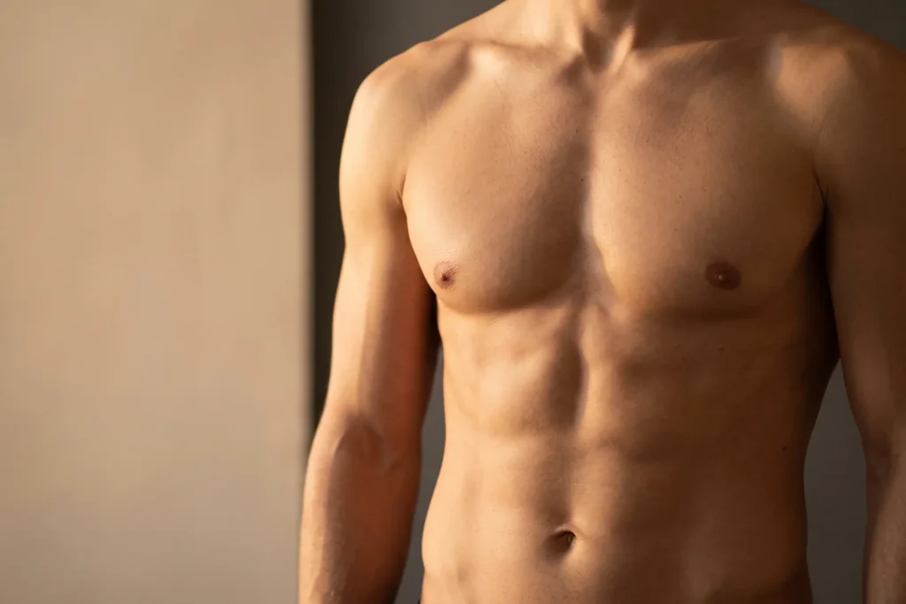 HD liposuction Lowry Park North result, lean male torso with natural definition