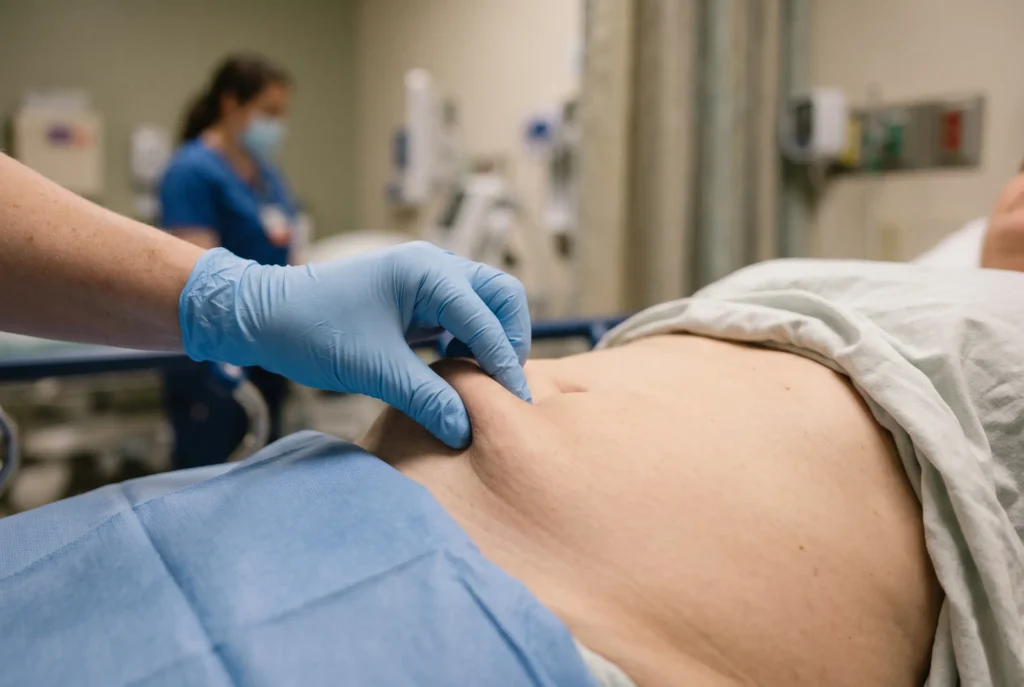 Skin elasticity pinch test that affects high-definition liposuction results